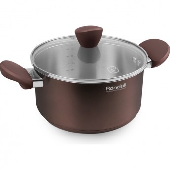 Кастрюля с крышкой RONDELL KORTADO 20 см, 2,8 л шоколад Кастрюля с крышкой RONDELL KORTADO 20 см, 2,8 л шоколад