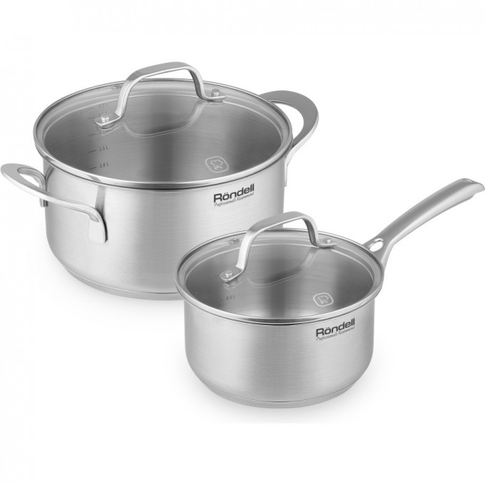 Набор посуды 4 предмета RONDELL ASSET: кастрюля с крышкой 20 см 2,8 л, ковш с крышкой 16 см 1,4 л RDS-1708